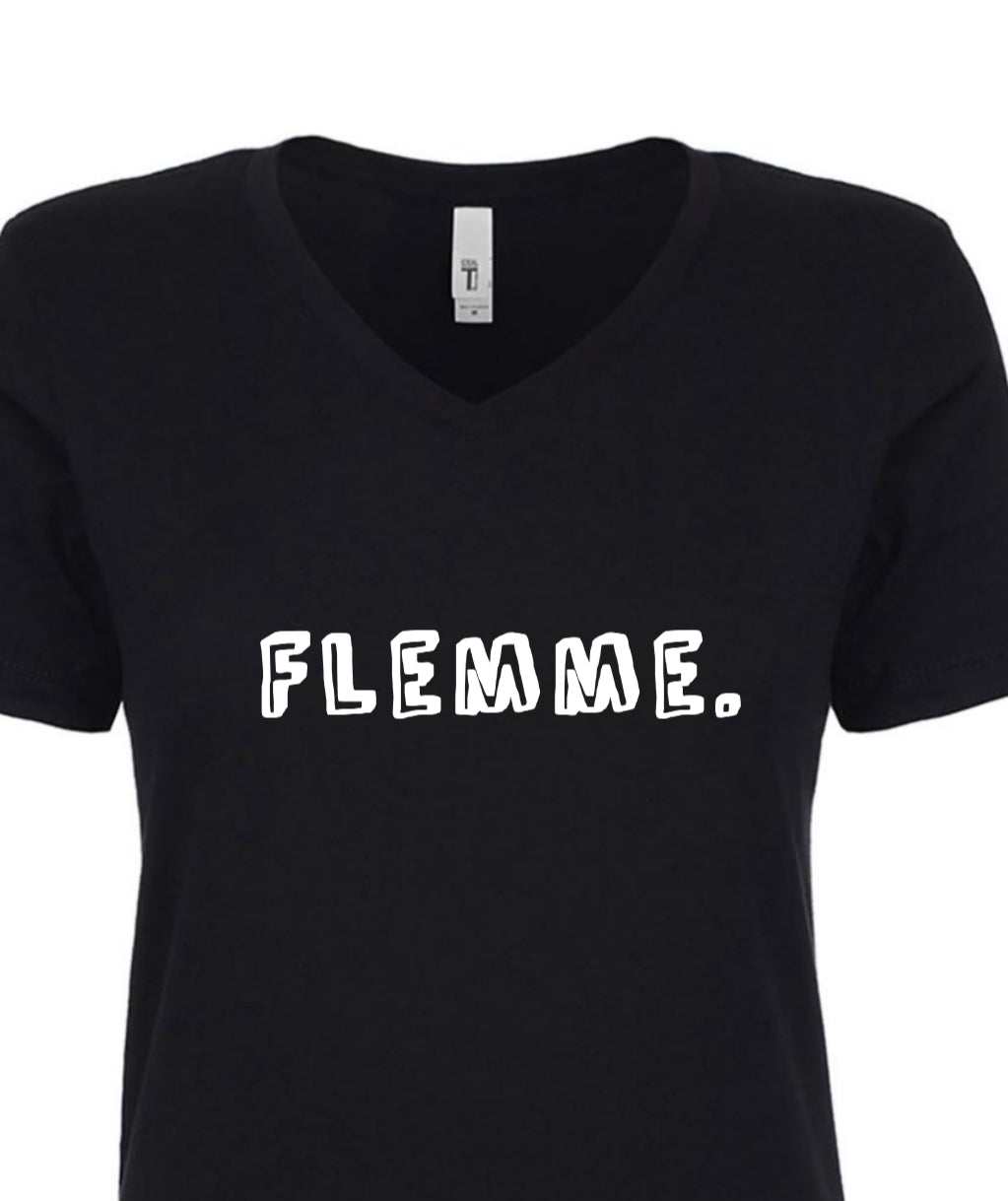 FLEMME. t-shirt femme col V