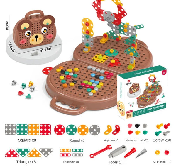 L’ours constructeur AVEC DRILL à batteries  🔨3ans + motricité fine/dexterité-   (👵🏼)