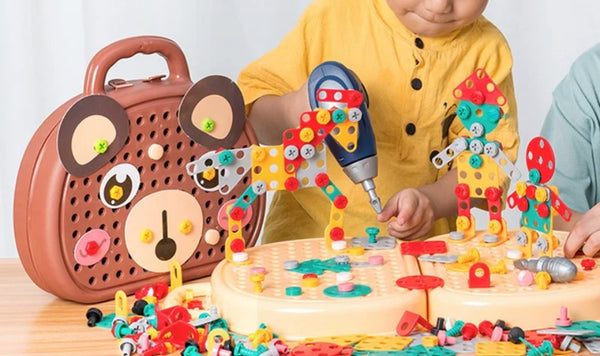 L’ours constructeur AVEC DRILL à batteries  🔨3ans + motricité fine/dexterité-   (👵🏼)
