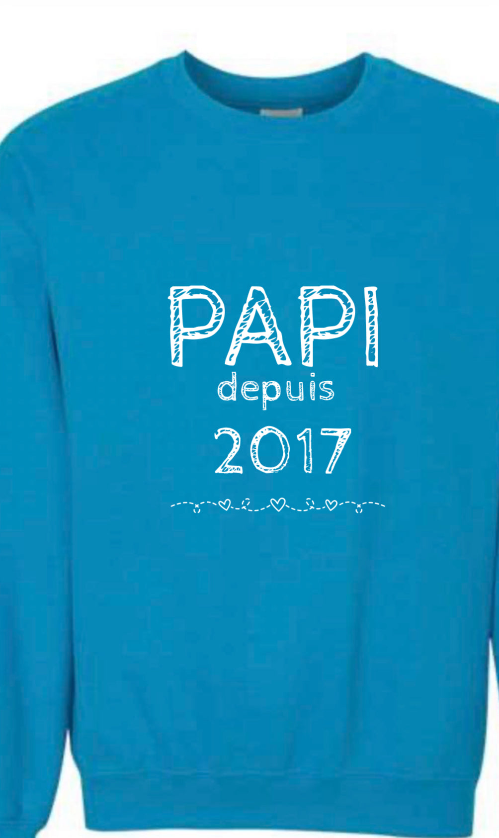 PAPI DEPUIS… coton ouate Col rond bleu UNISEXE