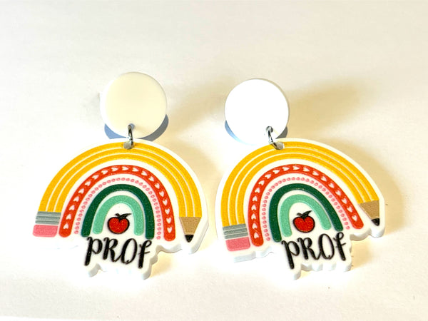 Boucle d’oreille « PROF » 🌈 livraison incluse