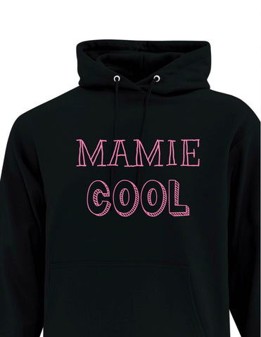 MAMIE COOL. coton ouaté  HOODIE noir