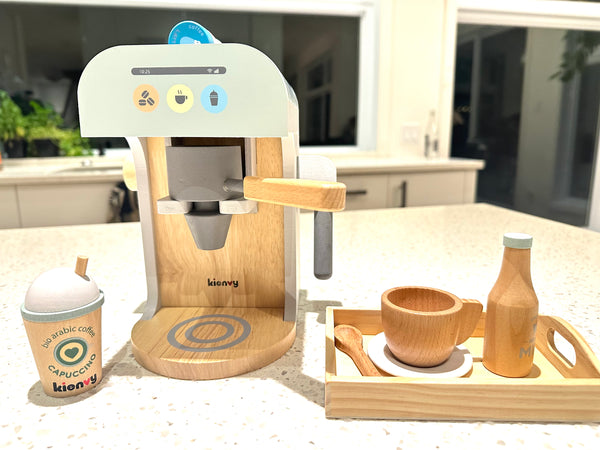 La machine à café « fancy » en bois pastel *boite abîmée jeu en parfait etat*