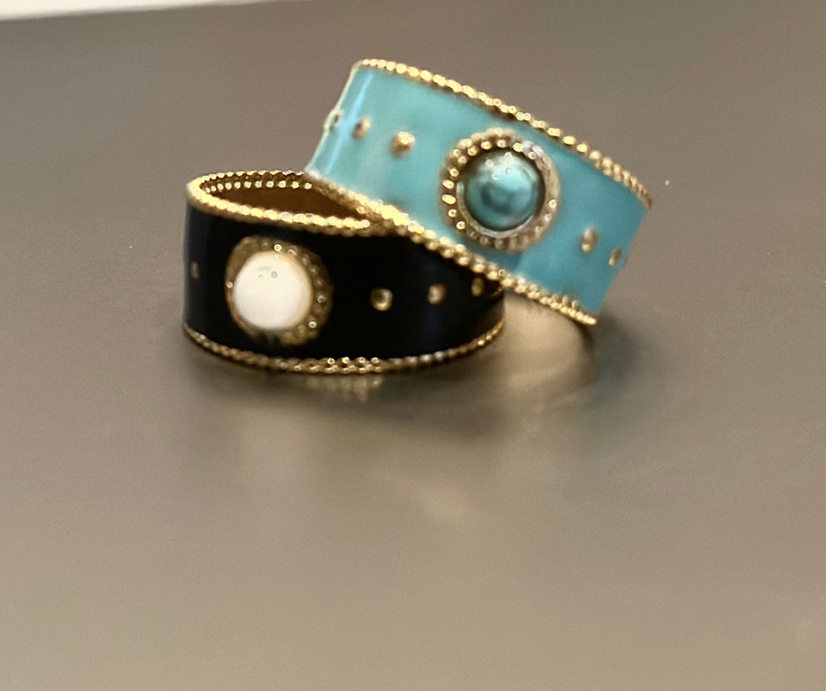 Bague boheme de Mimi turquoise ou noire ~ajustable/livraison incluse