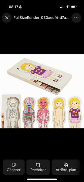 Puzzle anatomie corps humain en bois GARÇON ou  FILLE 3ans +